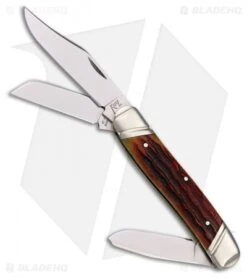 Katz Knives Stockman Clip Point Pocket Knife 3.6" Brown Jigged Bone SCLSB