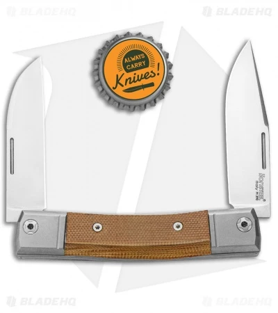 LionSteel BestMan 2-Bladed Traditional Knife Natural Micarta (2.88" Satin) - Image 4