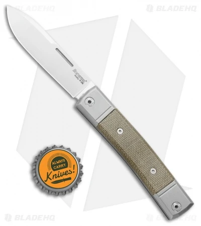 LionSteel BestMan 2 Drop Point Traditional Slip Joint Knife Green Micarta - Image 4