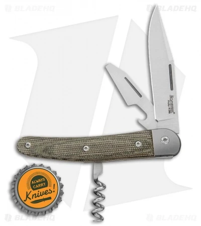 LionSteel Jack Slip Joint Knife Three Function Green Micarta (3" Satin M390) - Image 4