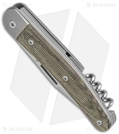 LionSteel Jack Slip Joint Knife Three Function Green Micarta (3" Satin M390) - Image 2