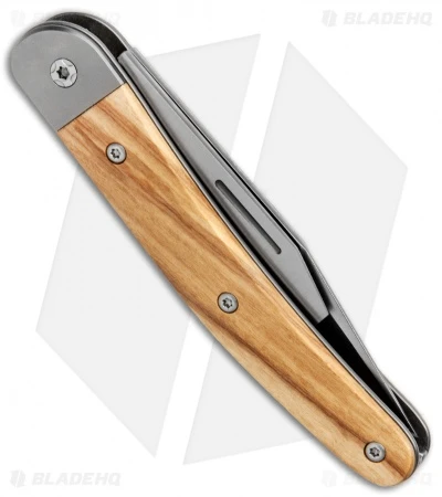 LionSteel Jack Slip Joint Knife Two Function Olive Wood (3" Satin M390) - Image 3