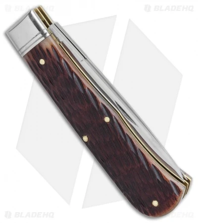 GEC #23 Pioneer Trapper Pocket Knife 3.75" Redtail Jigged Bone - Image 3