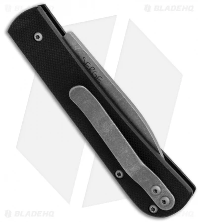 Serge Knife Co. Production Wharncliffe Slip Joint Black G10 (2.75" Stonewash) - Image 3