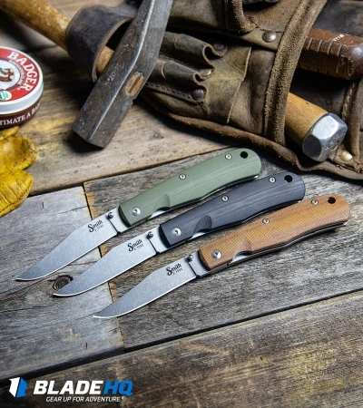 Smith & Sons Cypress Trapper Liner Lock Knife Natural Micarta (3.38" Stonewash) - Image 5