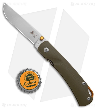 Smith & Sons OX Liner Lock Knife OD Green G-10/Gold Accents (3" Stonewash D2) - Image 4