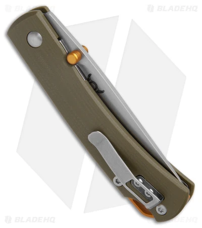 Smith & Sons OX Liner Lock Knife OD Green G-10/Gold Accents (3" Stonewash D2) - Image 3