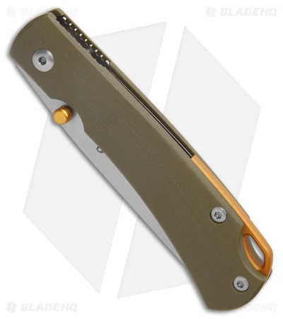 Smith & Sons OX Liner Lock Knife OD Green G-10/Gold Accents (3" Stonewash D2) - Image 2
