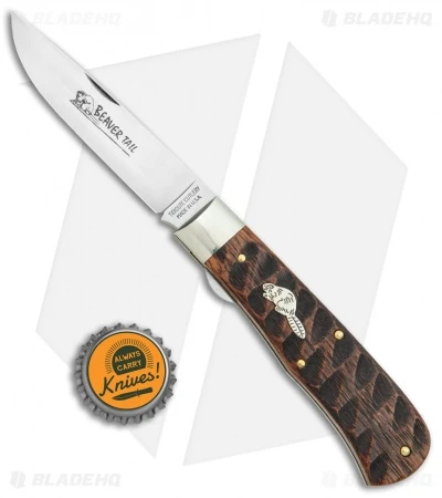 GEC #23 Pioneer Trapper Knife 4.5" Liner Lock Brazilian Cherry Beaver Tail - Image 4