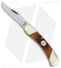 Bear & Son Med Lockback Knife Red Stag Bone (2.75" Satin) CRSB05