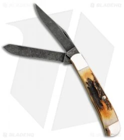 Bear And Son Trapper Stag Slip Joint Damascus 3.25"