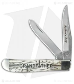 Bear & Son Cutlery 2015 Grandfather's Mini Trapper 3.5" Smooth White Bone D-2015