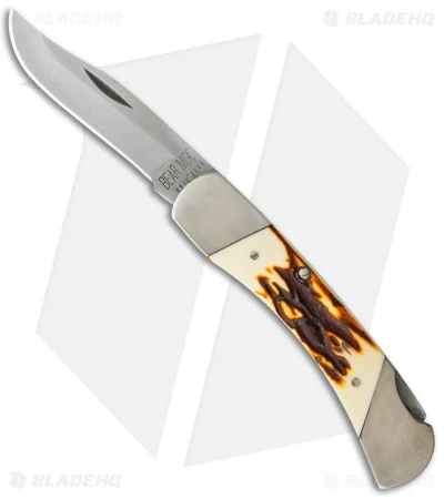 Bear & Son Lock Back Knife Stag Delrin (2.75" Satin) SD05