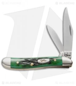 Case Pocket Worn Peanut Knife 2.875" Bermuda Green Bone (6220 SS) 09726