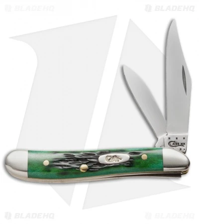 Case Pocket Worn Peanut Knife 2.875" Bermuda Green Bone (6220 SS) 09726