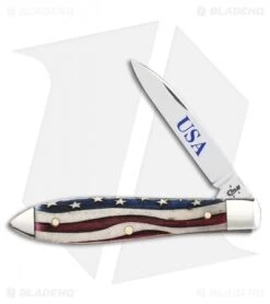 Case Teardrop 3.625" Patriotic Smooth Bone (TB61028 SS) 64137