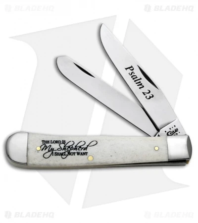 Case Trapper Knife 4.125" Natural Bone "Psalm 23" (6254 SS) 8795