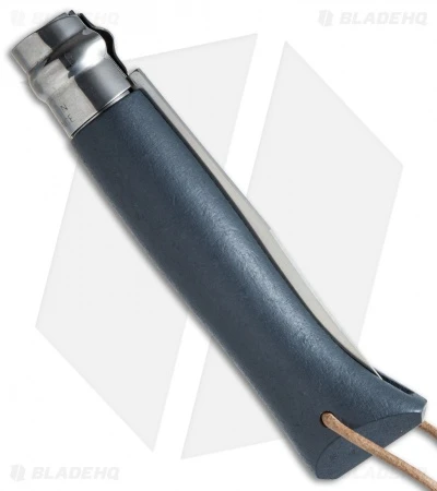 Opinel No 8 Trekking Stainless Steel Folding Knife Slate + Leather (3.25" Satin) - Image 2