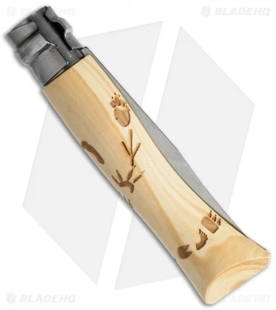 Opinel No. 7 Nature "Footprints" Stainless Steel Knife Beech Wood (3" Satin) - Image 2